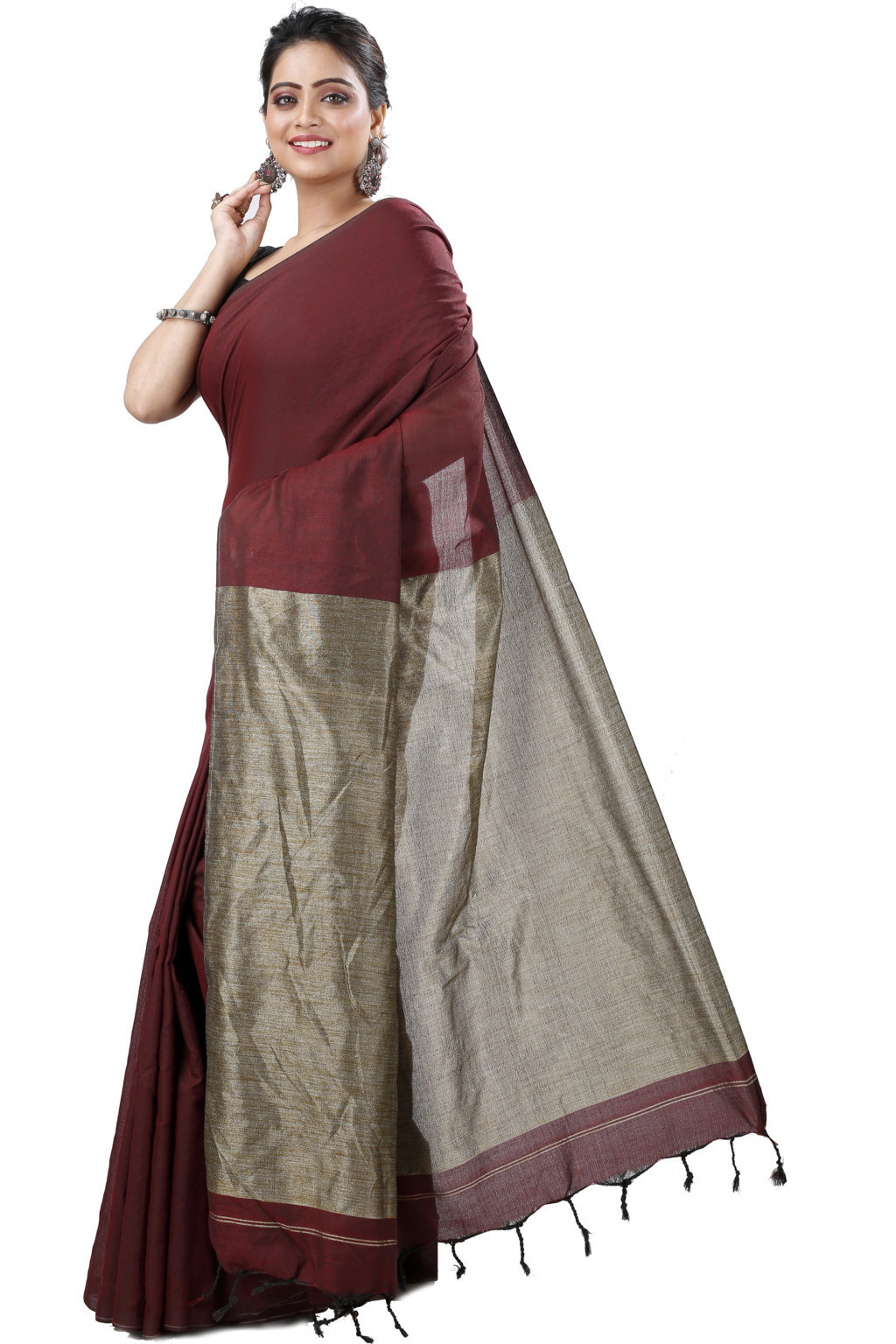 Merron Pure Cotton Kesh Than Hand Loom Saree (5235)